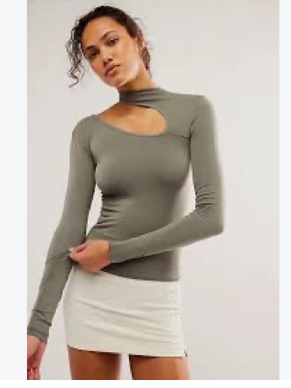 Free People intimately cut it out seamless long sleeve top muted basil size XS/S